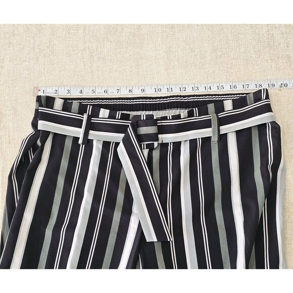 C EST 1946 Womens XL Wide Leg Green/Black/White Stripe Flowy High Rise Trousers - Picture 3 of 6